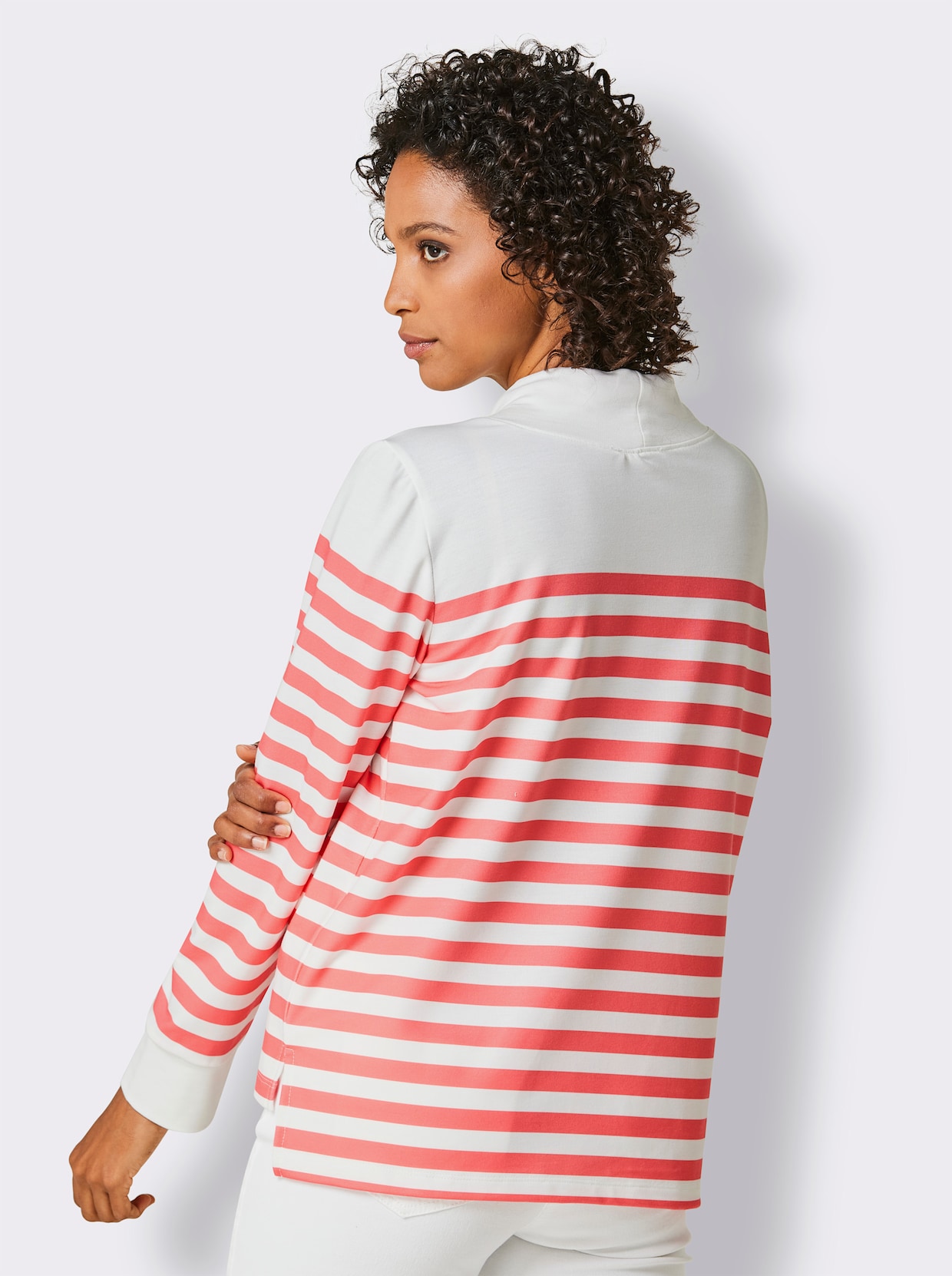 CREATION L PREMIUM Sweatshirt - weiß-grapefruit-geringelt