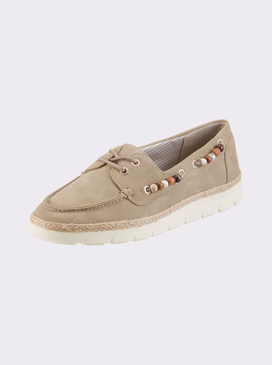Jana Slipper mit mehrfarbigen Zierperlen - beige