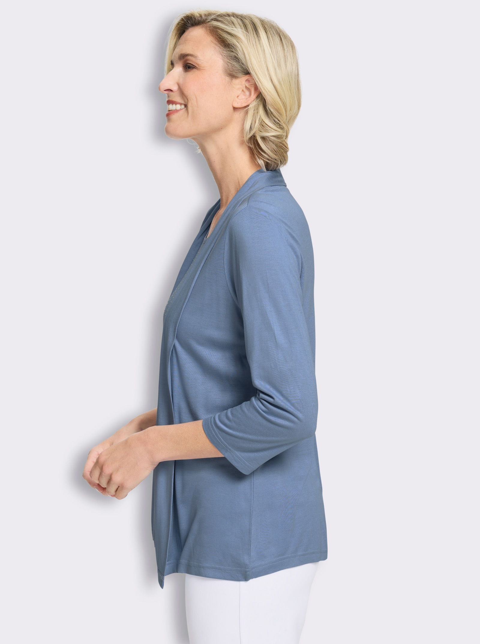 2-in-1-Shirt aus reiner Viskose - bleu