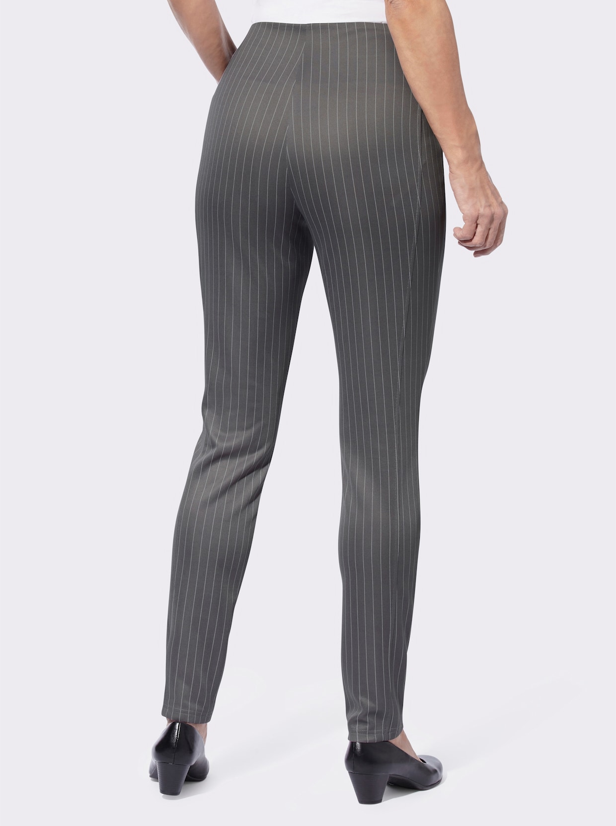 comfortbroek - antraciet/wit gestreept