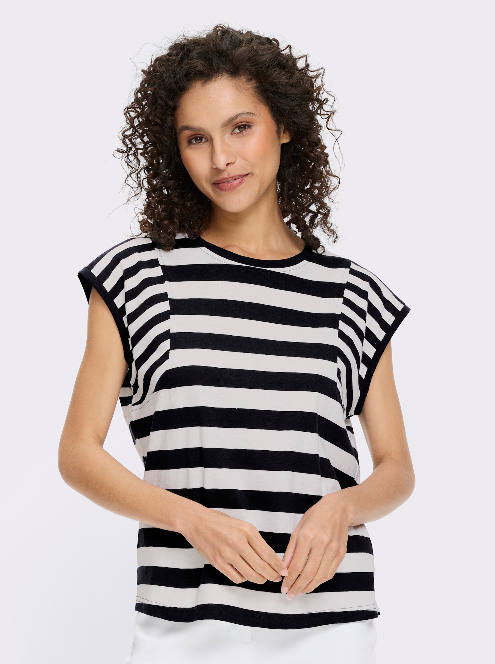 heine T-shirt à rayures en fil flammé - marine-blanc à rayures