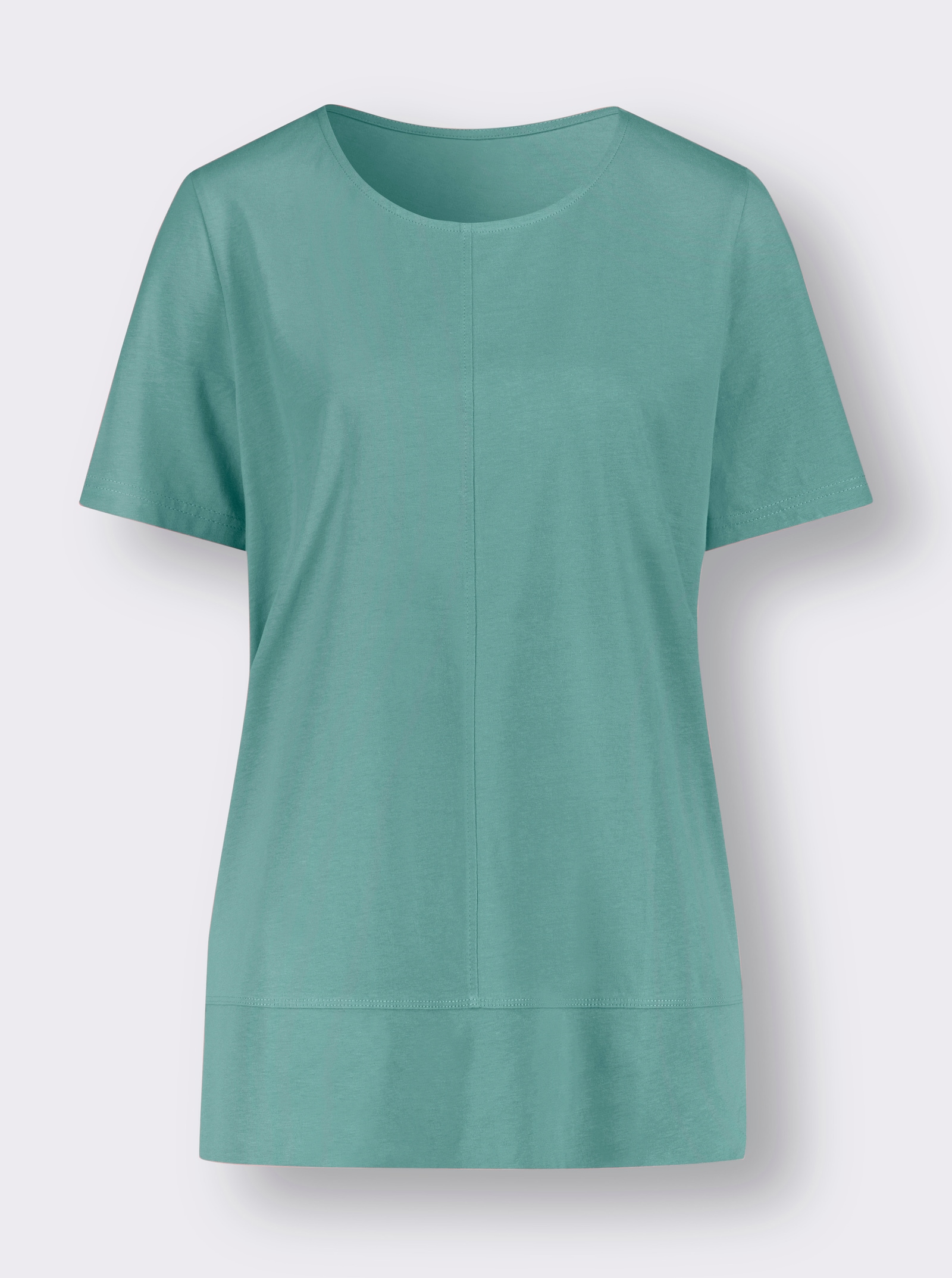 Kurzarmshirt mit Ziernähten - salbei