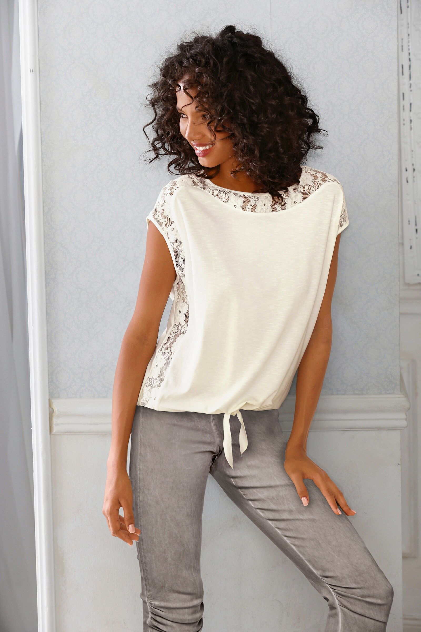 heine Spitzenshirt - ecru