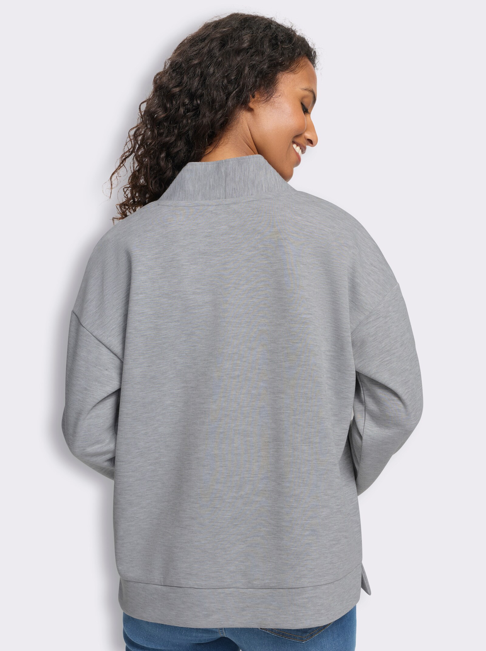heine Stehkragenshirt mit Seitenschlitzen - grau-meliert
