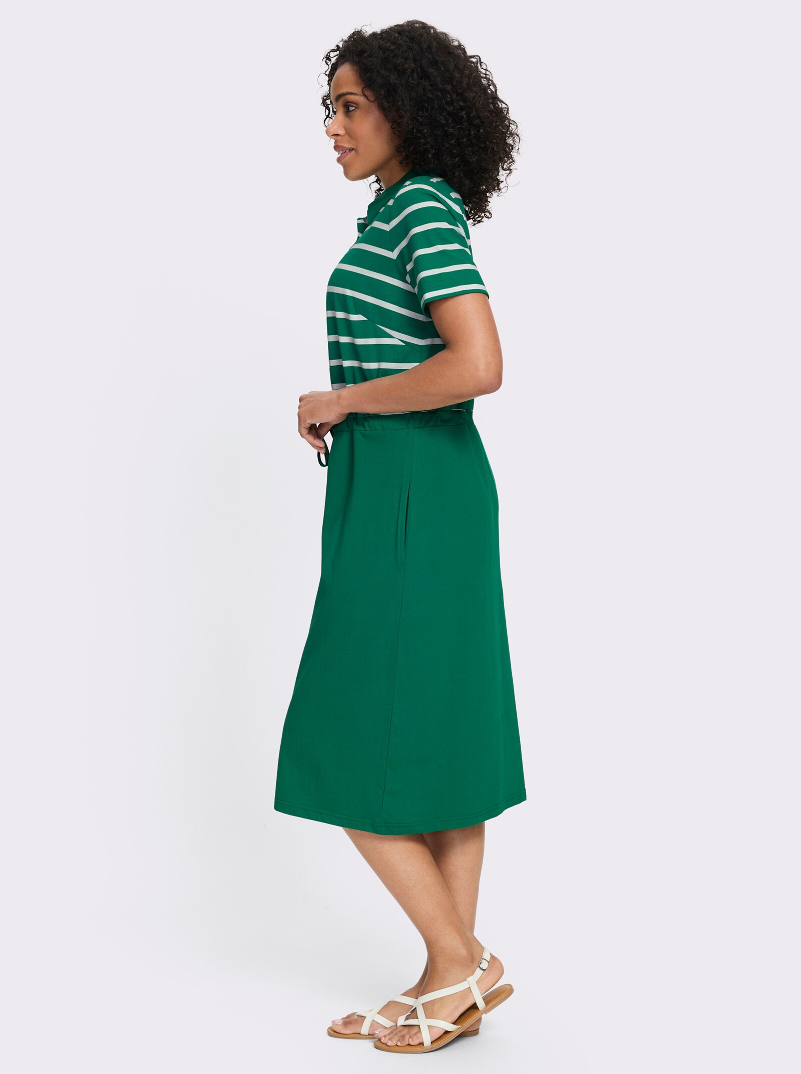 Jerseykleid mit 2 Nahttaschen - grün
