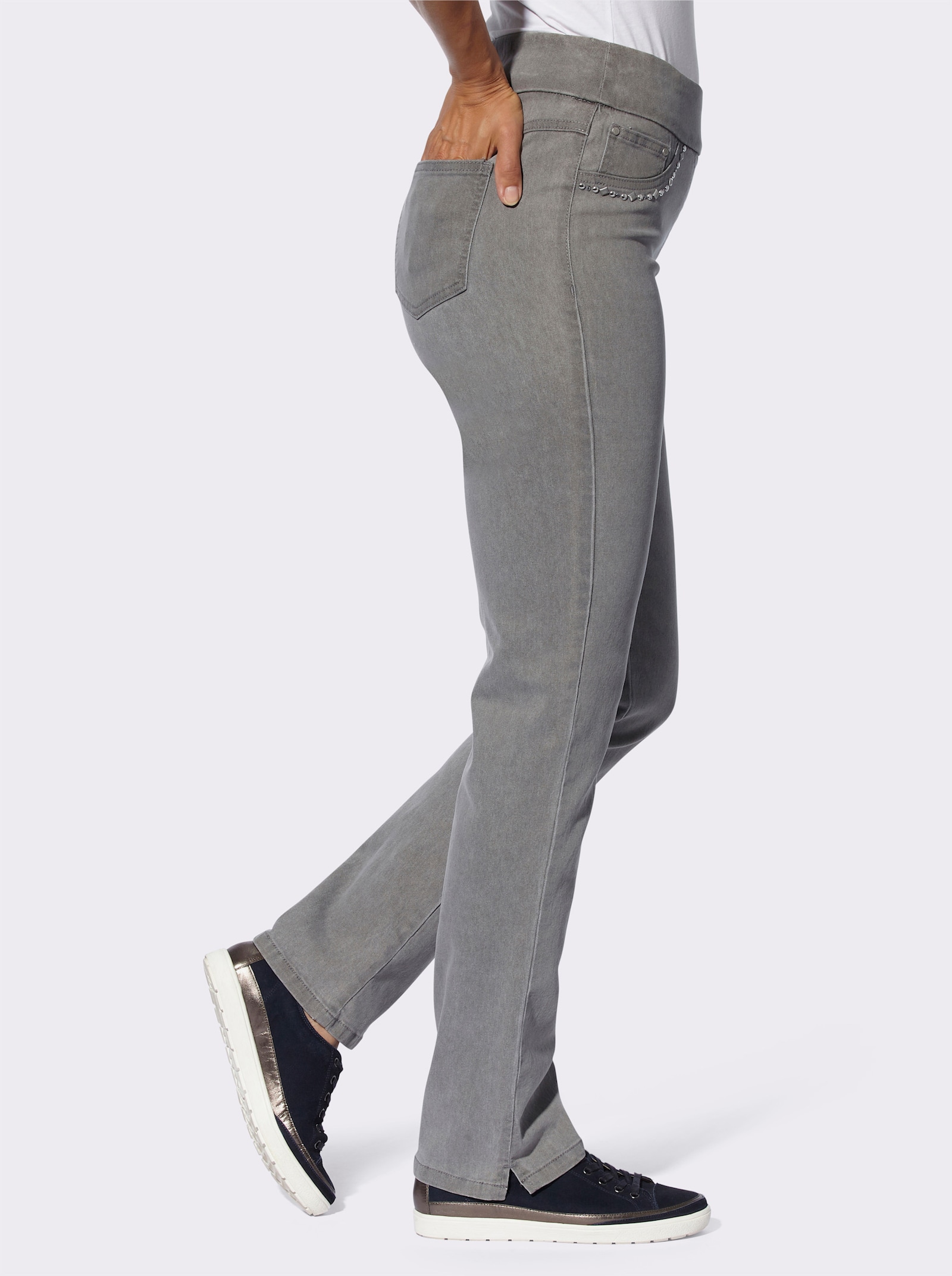 Stretchjeans met naar voren geplaatste zijnaad - light grey-denim