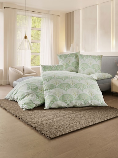 Biberna Bettwäsche - lindgrün-salbei-bedruckt