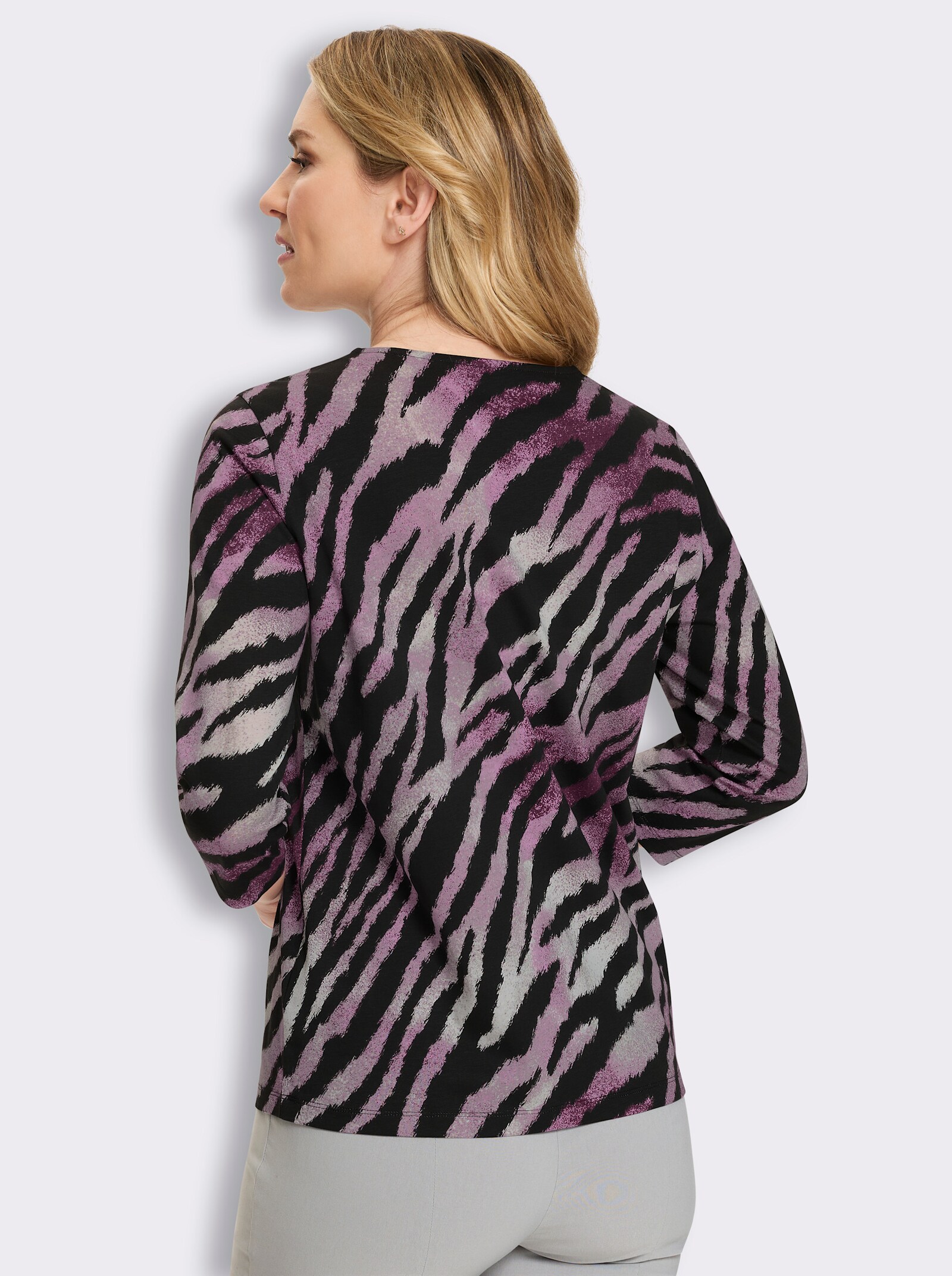 3/4-Arm-Shirt im Animal-Dessin - burgund-schwarz-bedruckt