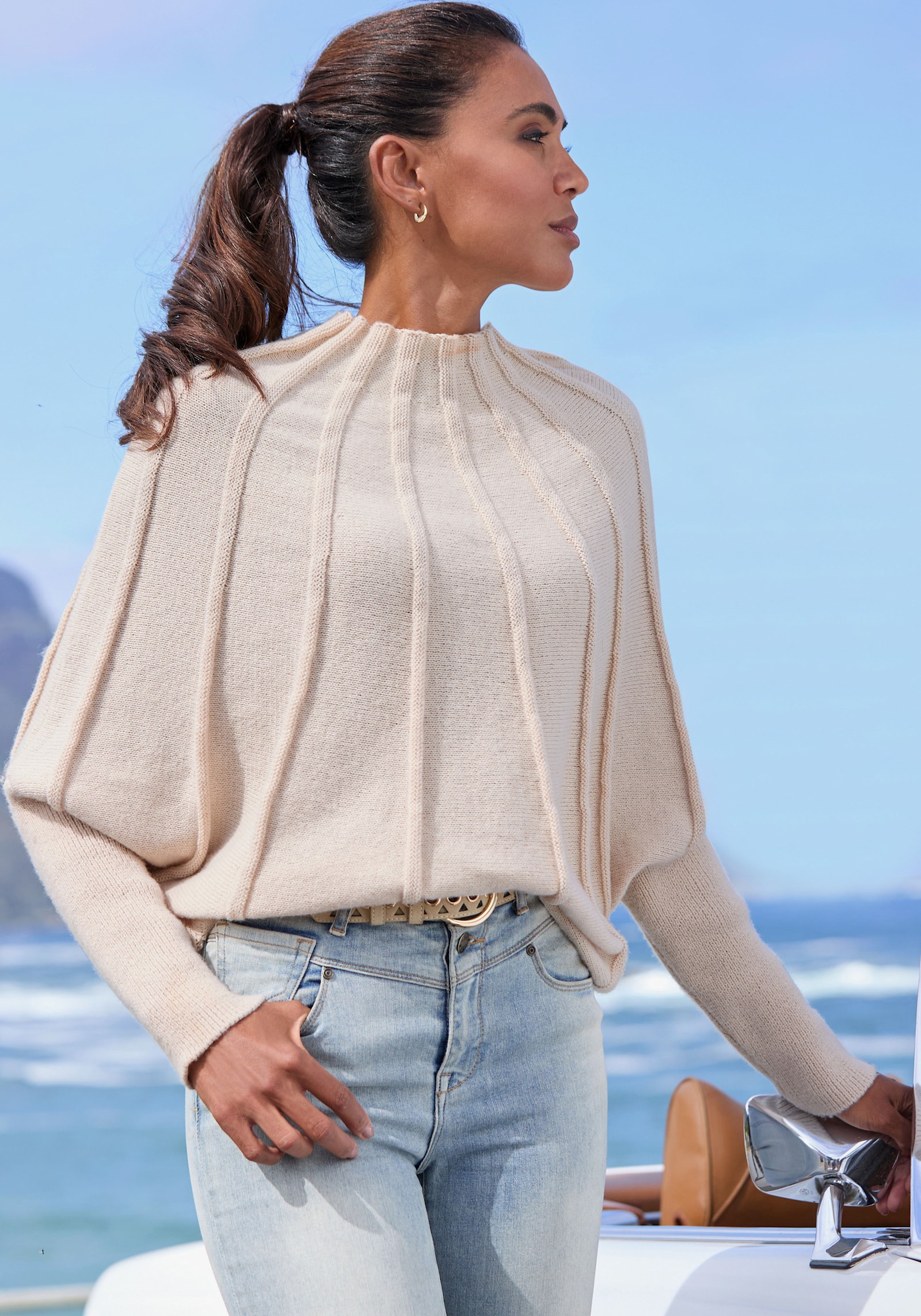 LASCANA Gebreide pullover - beige