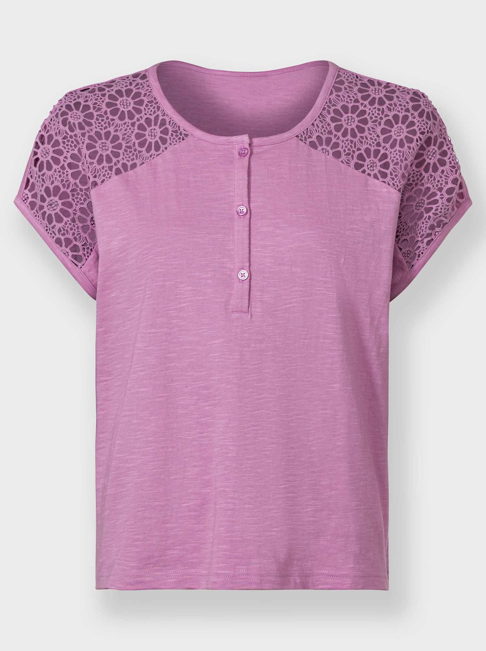 Kanten shirt met knoopsluiting - orchidee
