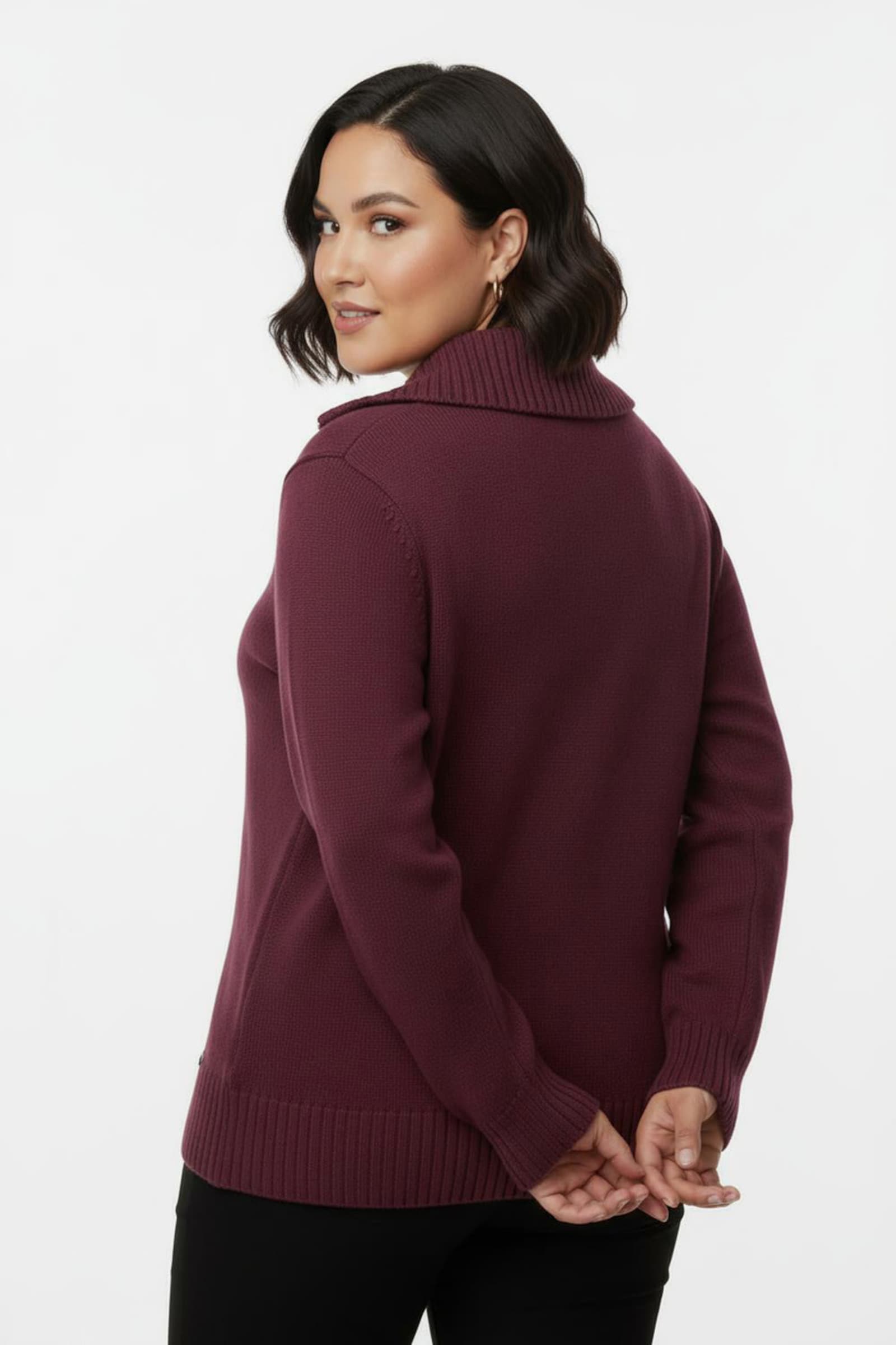 Troyer mit breiten Rippabschlüssen - fuchsia