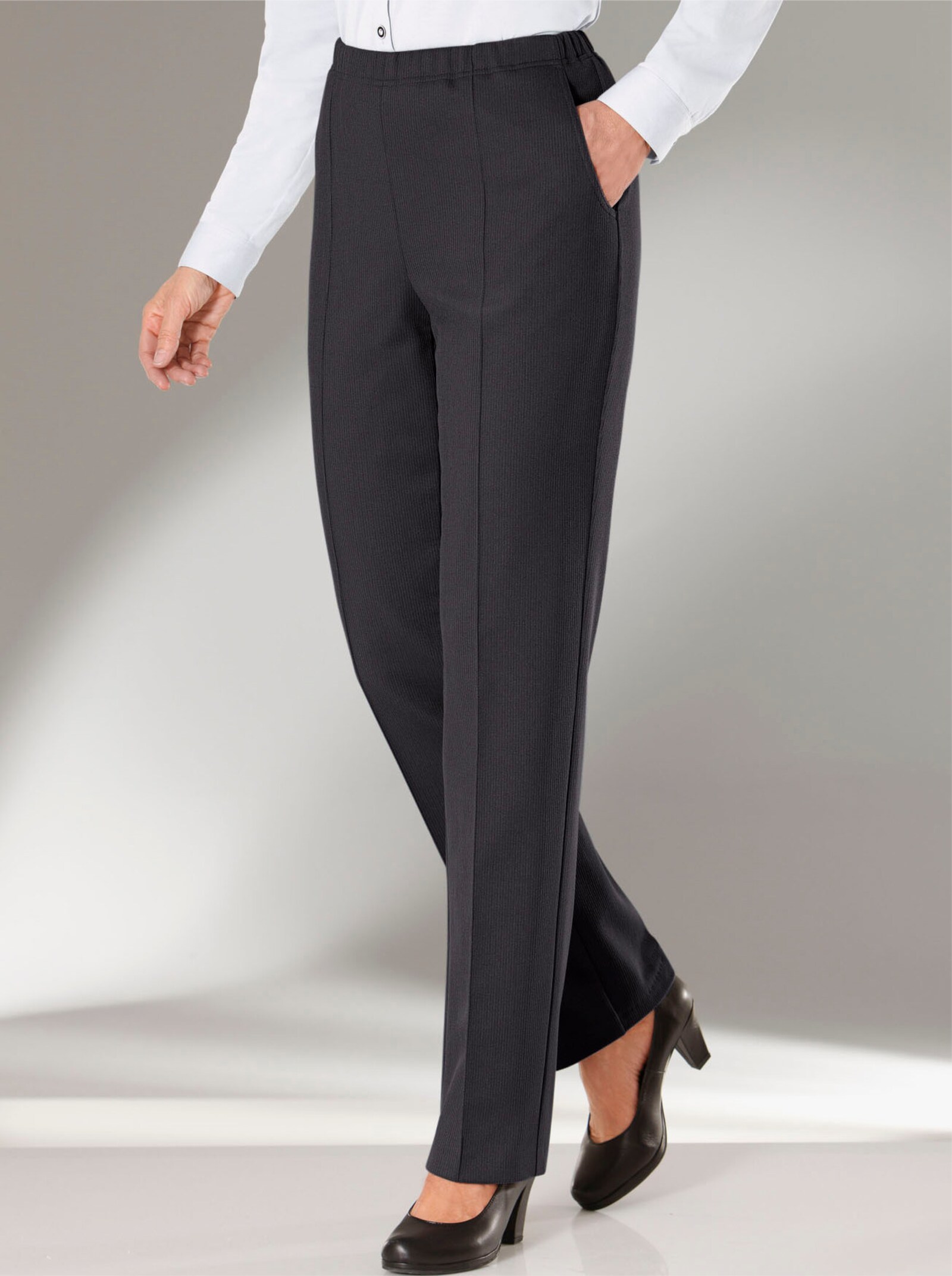 Thermohose in Rippen-Jersey-Qualität - schwarz