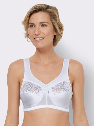 Susa Entlastungs-BH ohne Bügel mit Spitzen-Einsatz - weiß