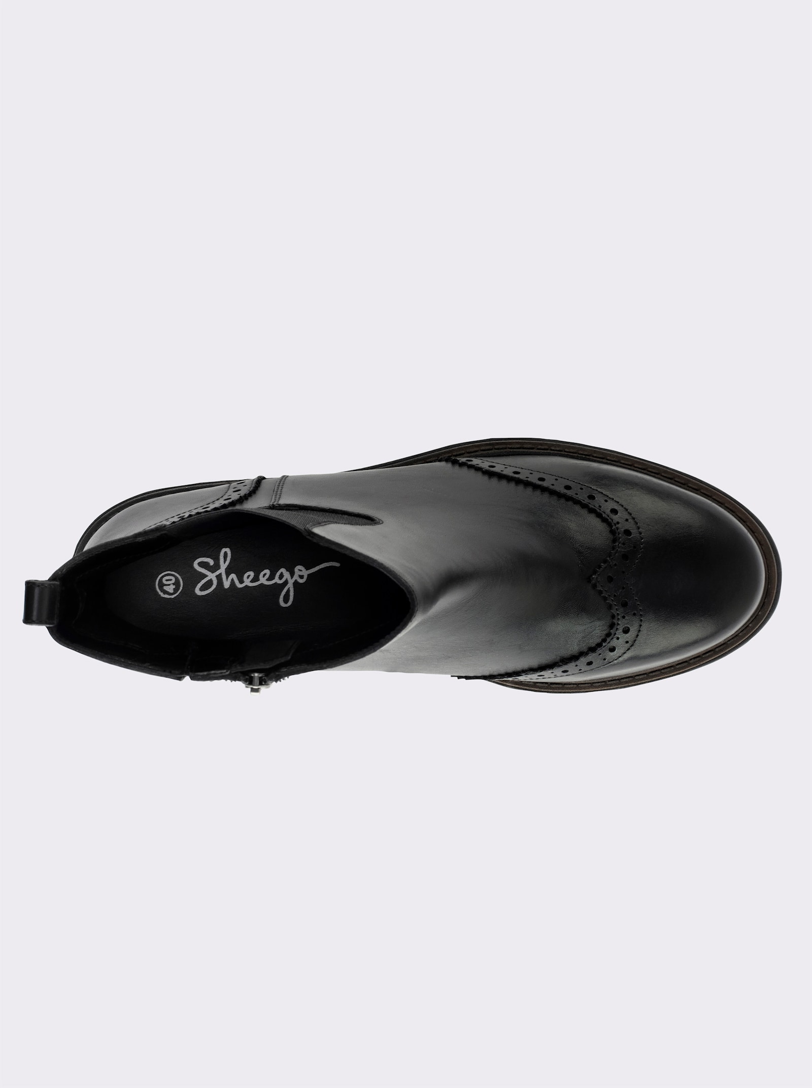 sheego Stiefelette mit Brogue-Lochmuster - schwarz