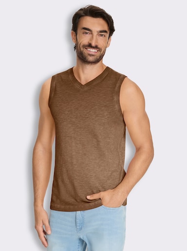 V-Shirt ärmellos, aus Baumwolle - braun