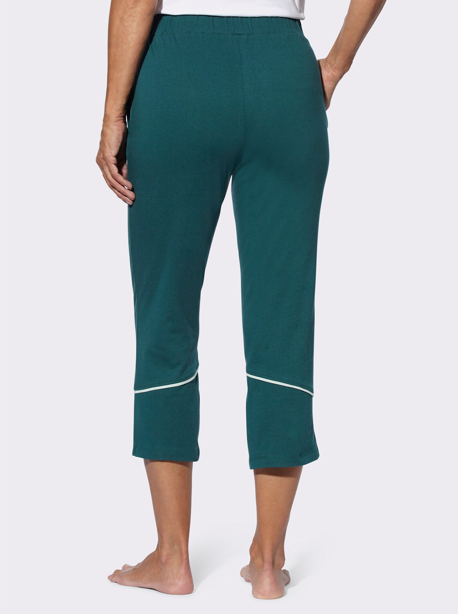 7/8-broek met gladde comfortband rondom - petrol