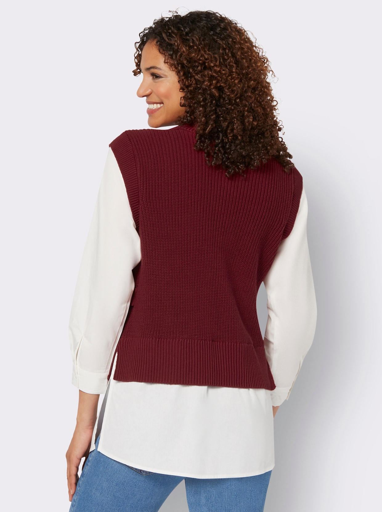 2-in-1-Pullover - dunkelrot