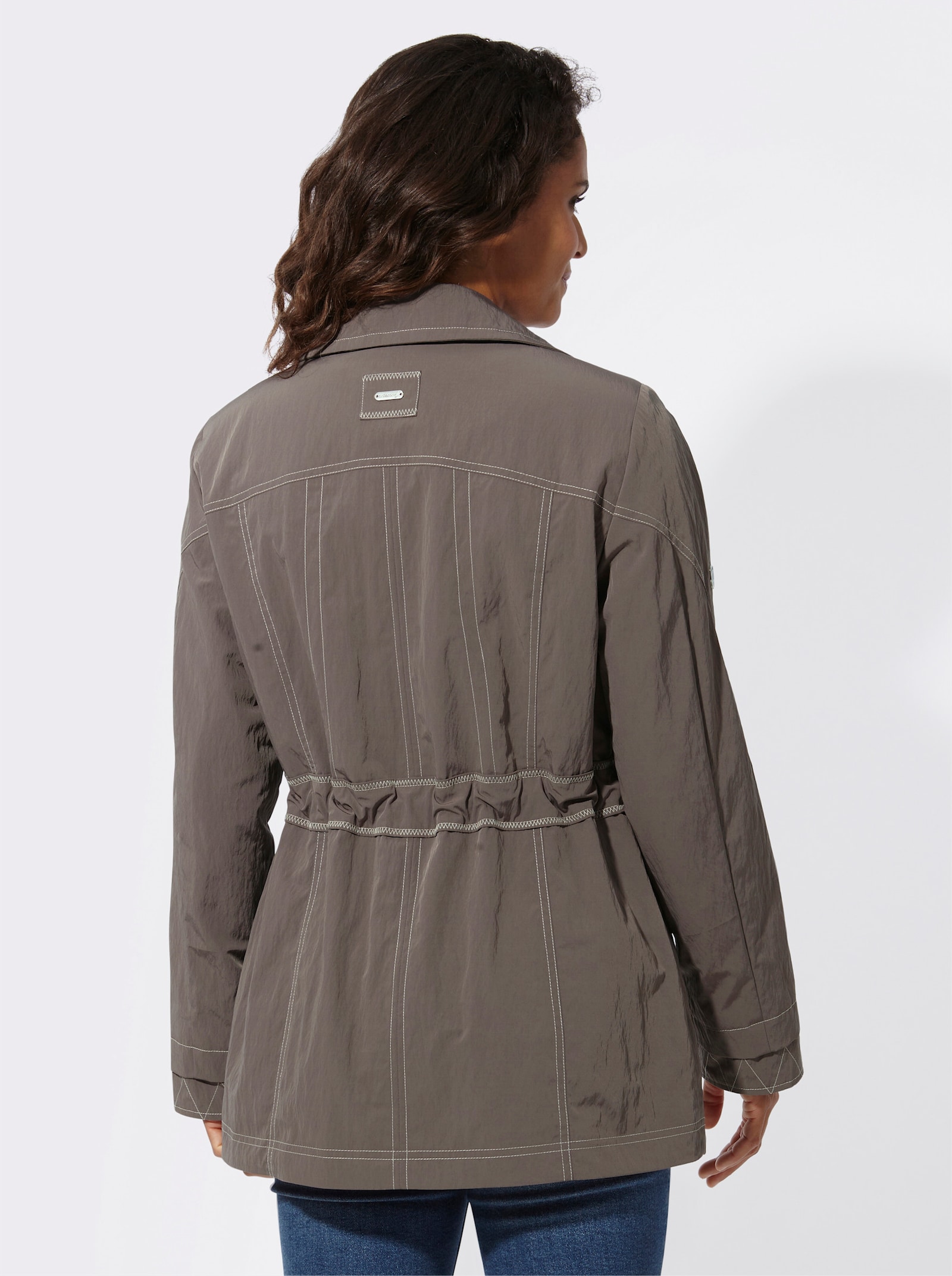 Outdoorjacke mit knöpfbarer Innentasche - dunkeltaupe