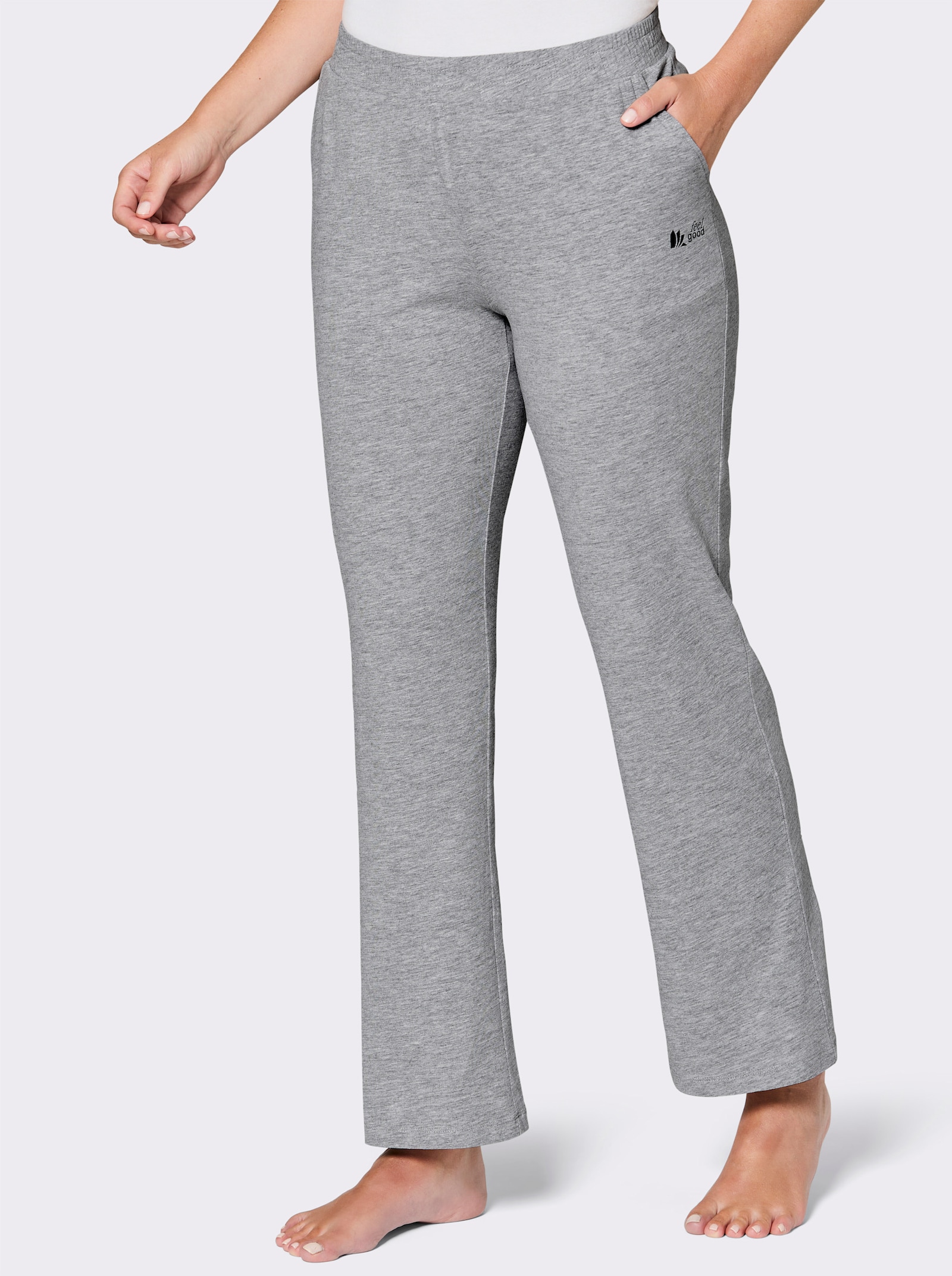 feel good Dehnbund-Hose aus leichtem Jersey - grau-meliert
