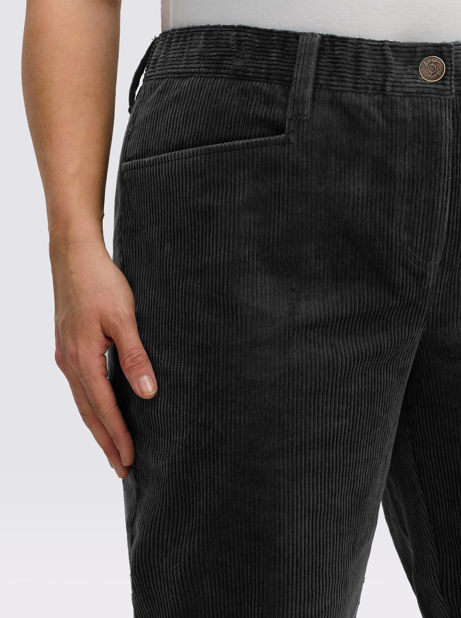 sheego Cordhose mit geradem Bein - schwarz