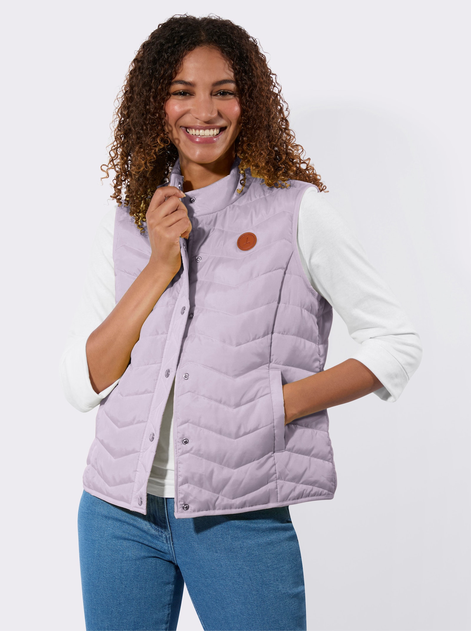 Steppweste im Zickzack-Muster - flieder