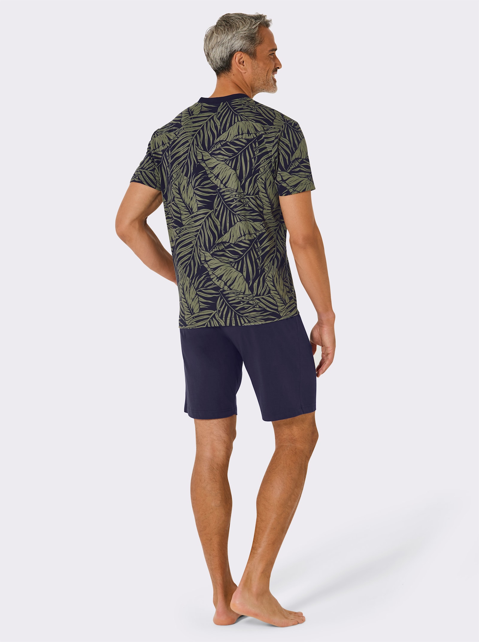Shorty - marine-khaki-bedruckt