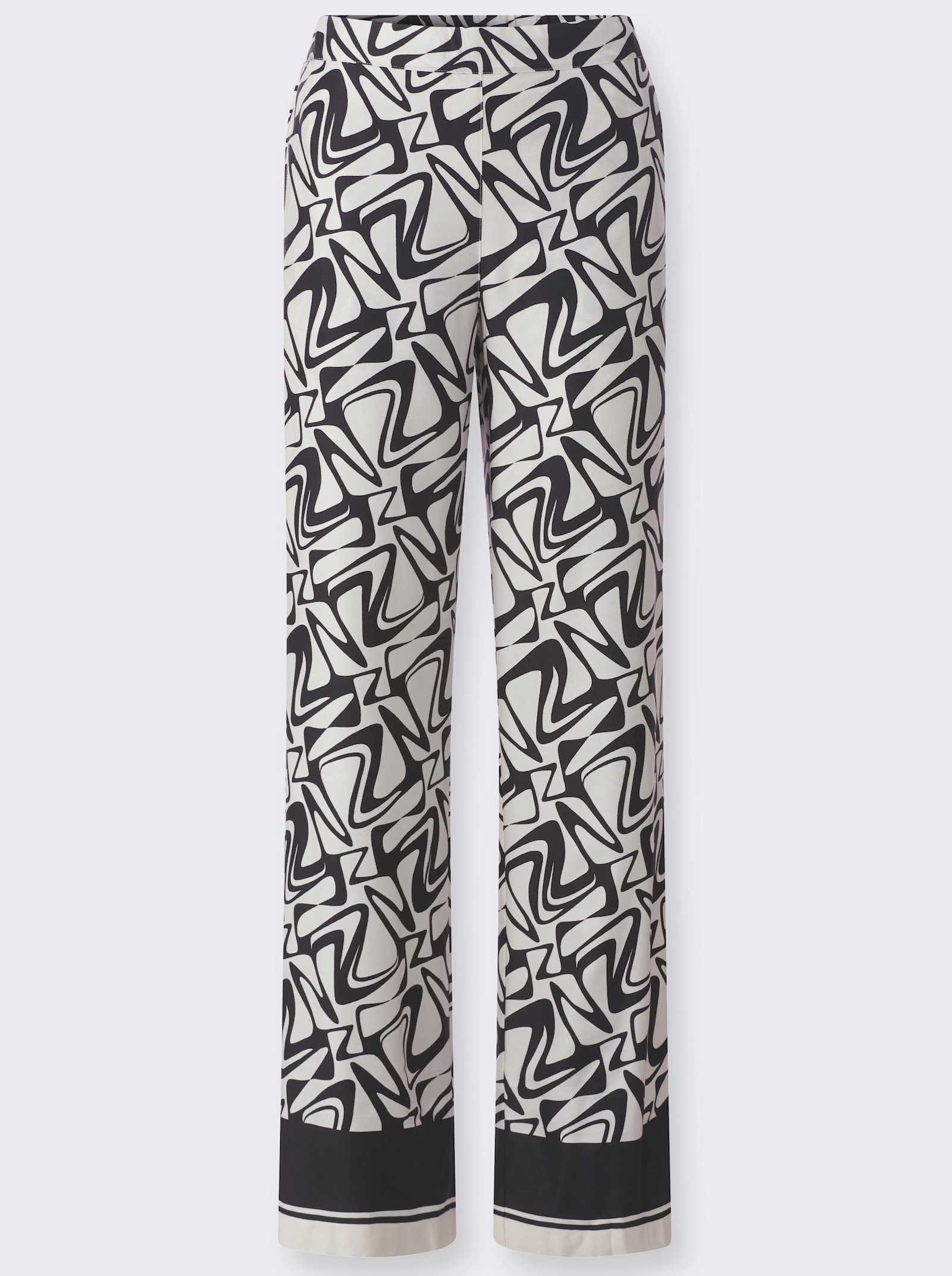 heine Schlupfhose mit weitem Bein - schwarz-champagner-bedruckt