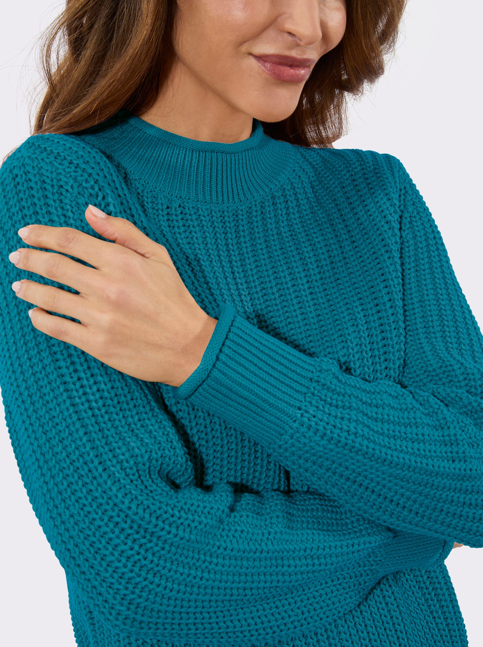 Stehkragenpullover in Patentstrick - aquapetrol