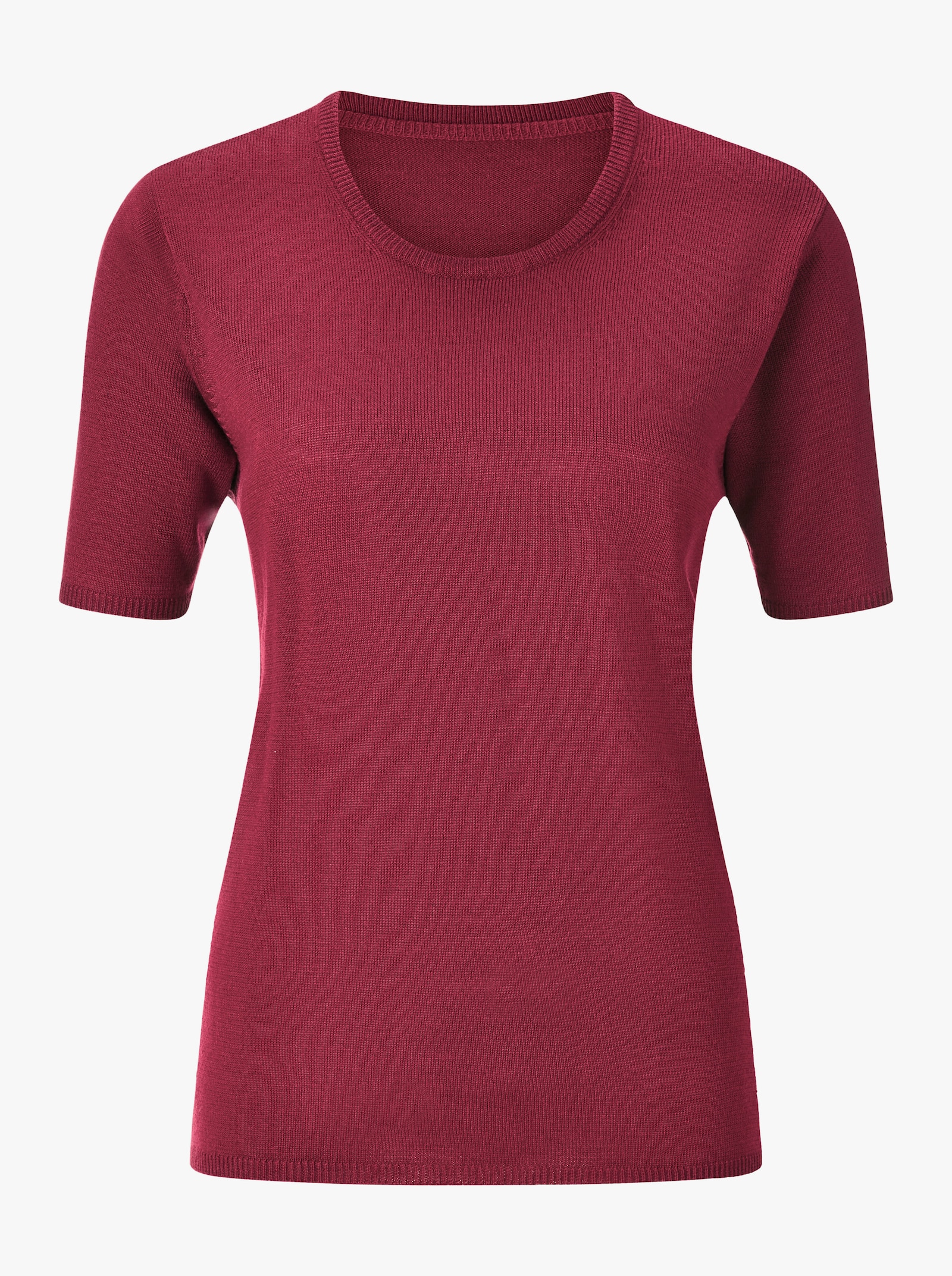 Twin-Set mit gerippten Abschlüssen - weinrot