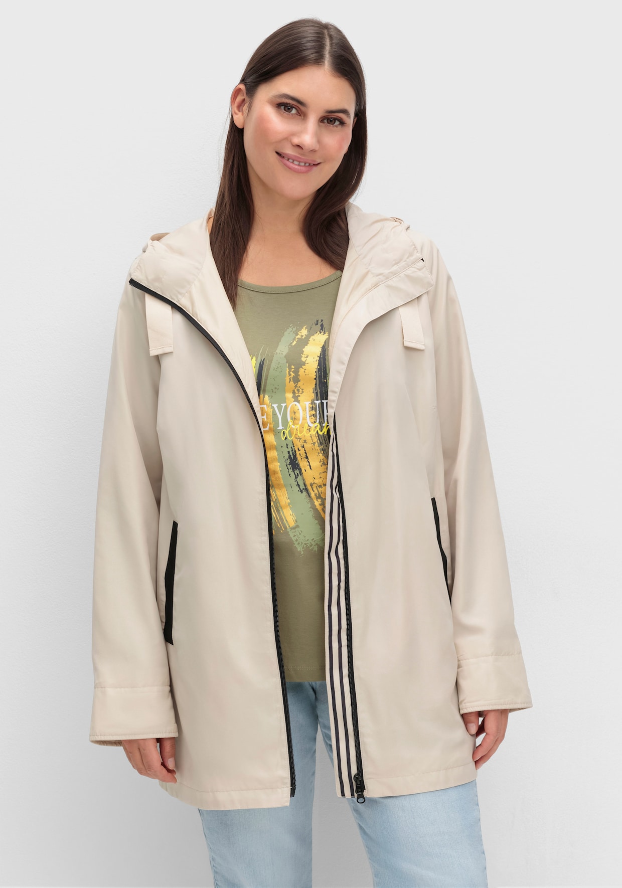 Jacke mit 2-Wege-Reißverschluss - sand