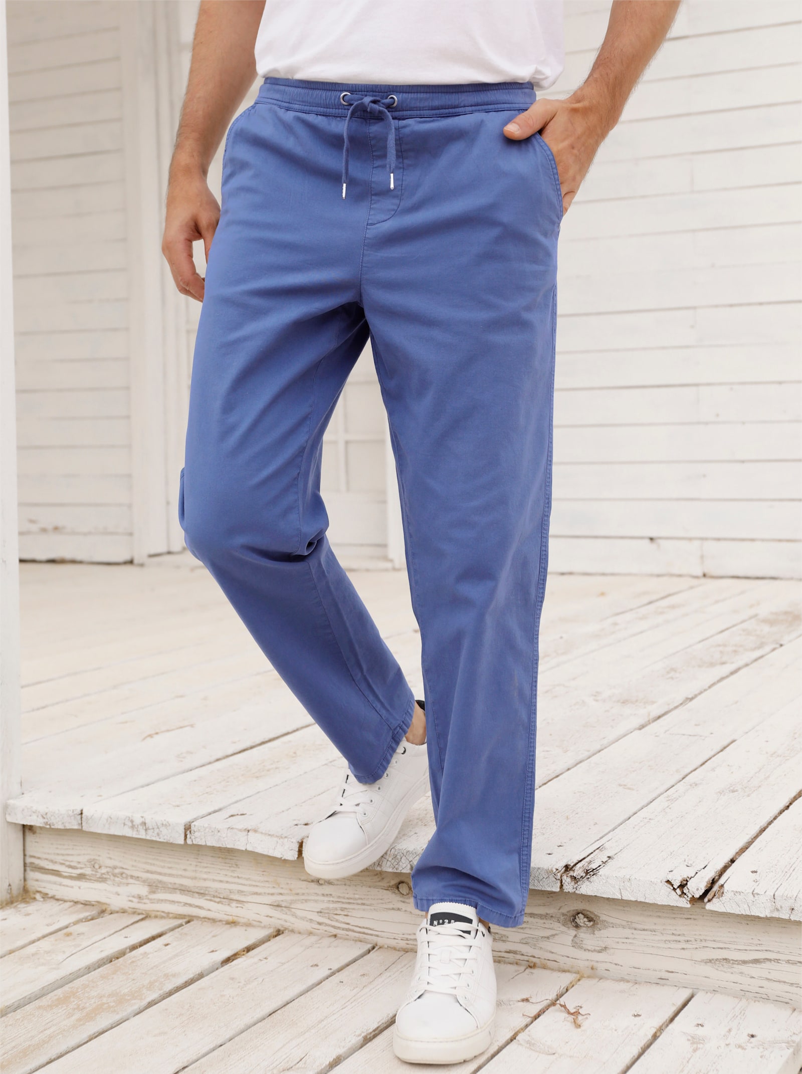 Catamaran Comfortbroek met achterzakken met klittenbandsluiting - jeansblauw