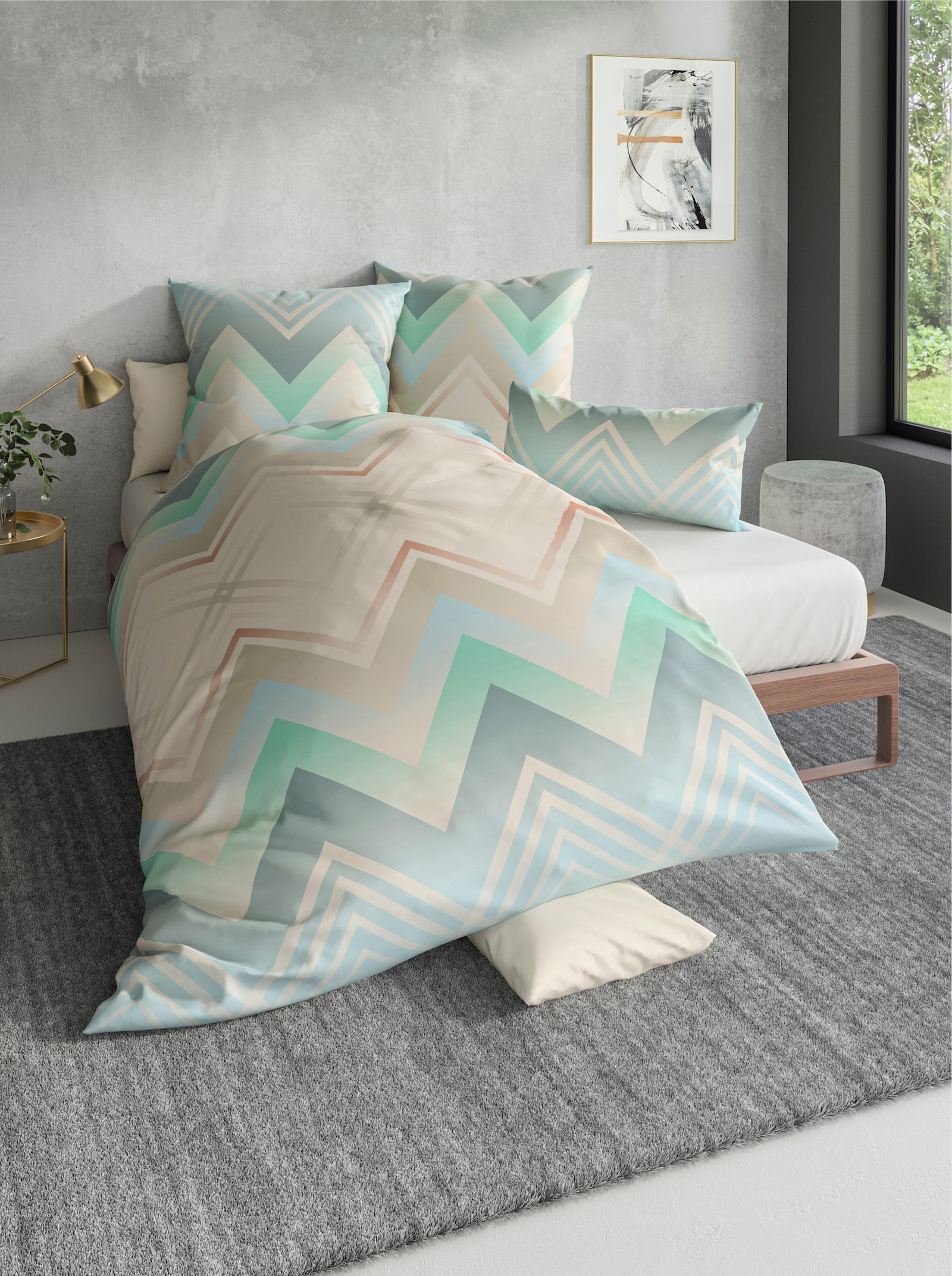 wäschepur Bettwäsche - jade-beige-bedruckt