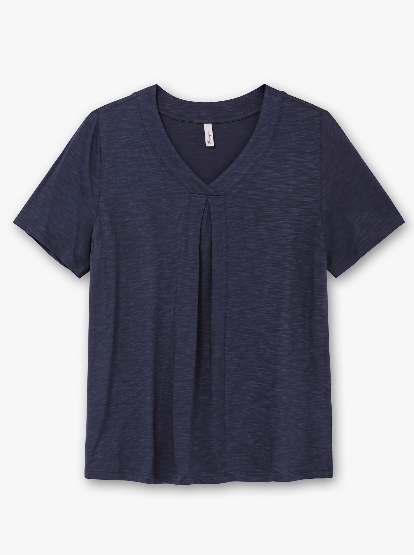 sheego Shirt aus Flammgarn, mit Kellerfalte - blaubeere