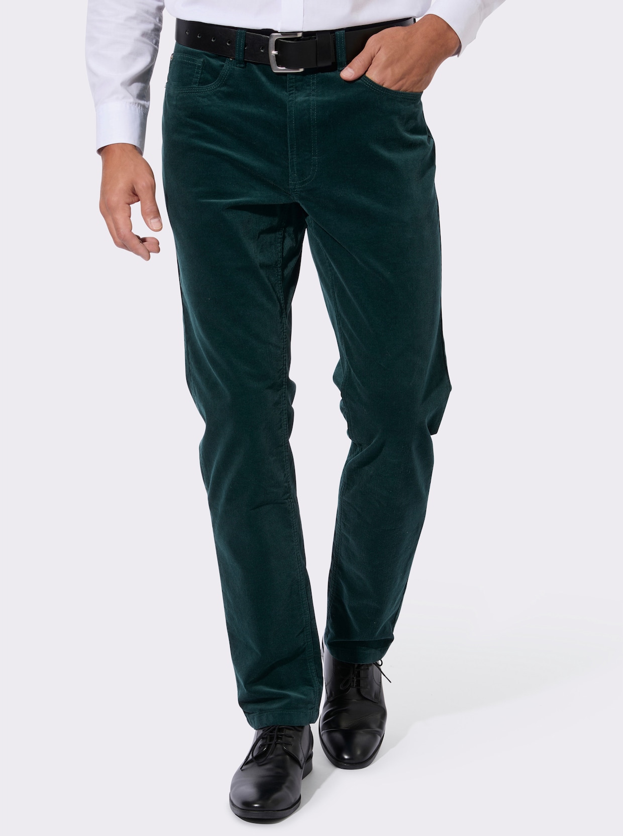 Cordhose aus Baumwoll-Stretch - petrol