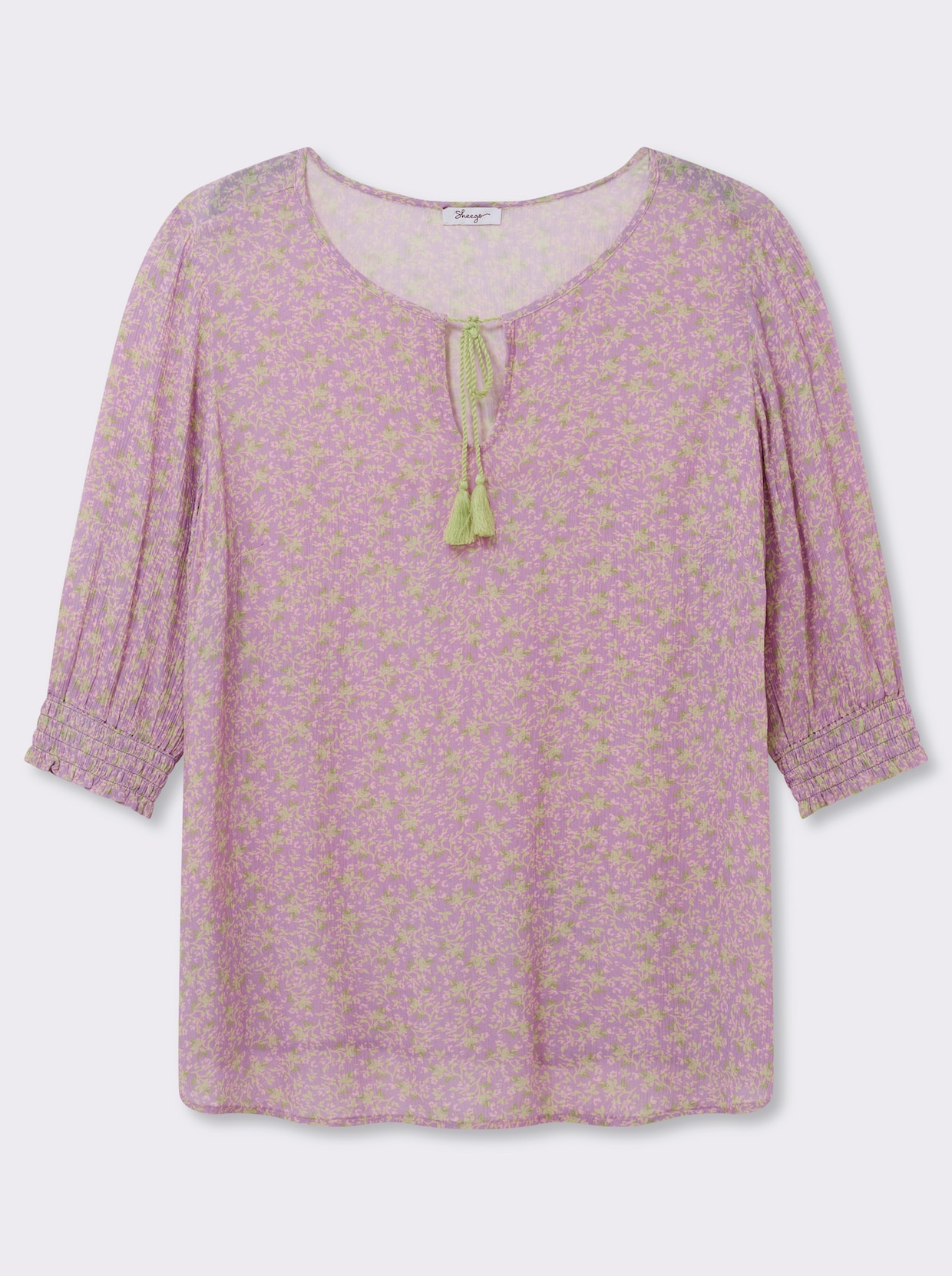 sheego Tunika mit 3/4-Ärmeln - orchidee-pistazie-bedruckt