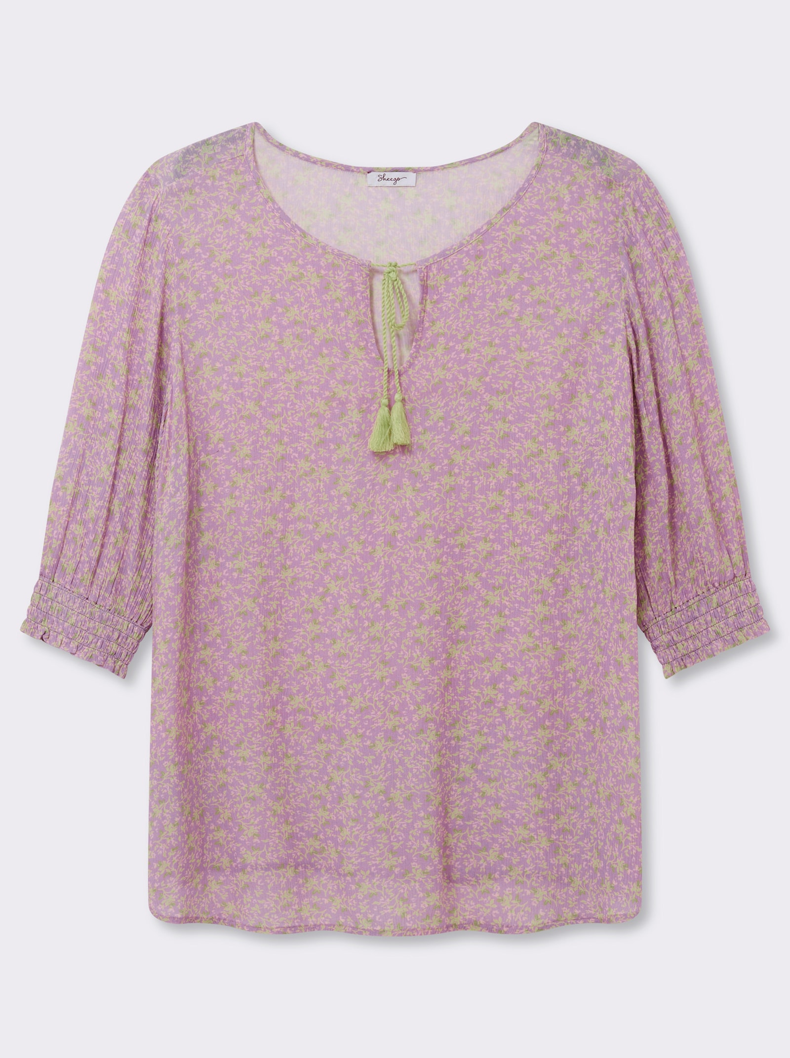 sheego Tunika mit 3/4-Ärmeln - orchidee-pistazie-bedruckt