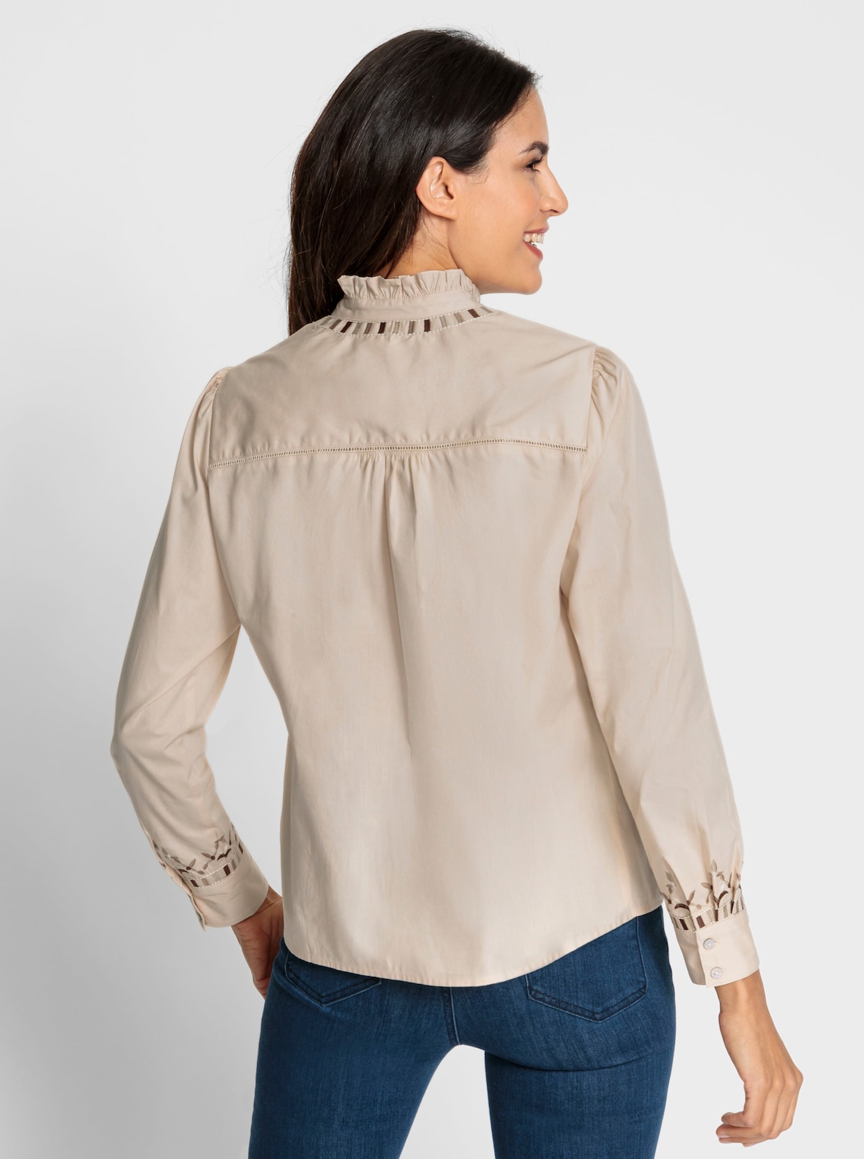 Blouse - ivoor gedessineerd