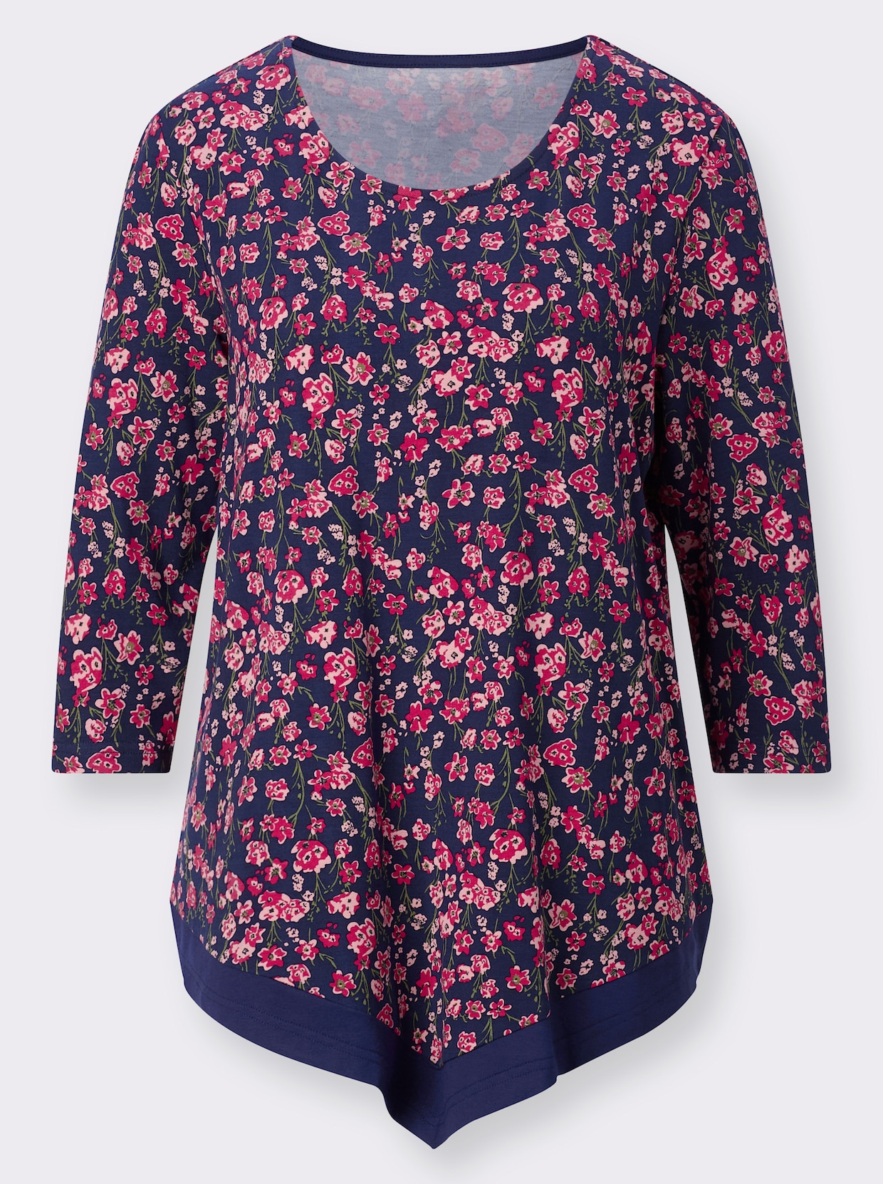 Shirt met 3/4-mouw - marine/aardbei bedrukt