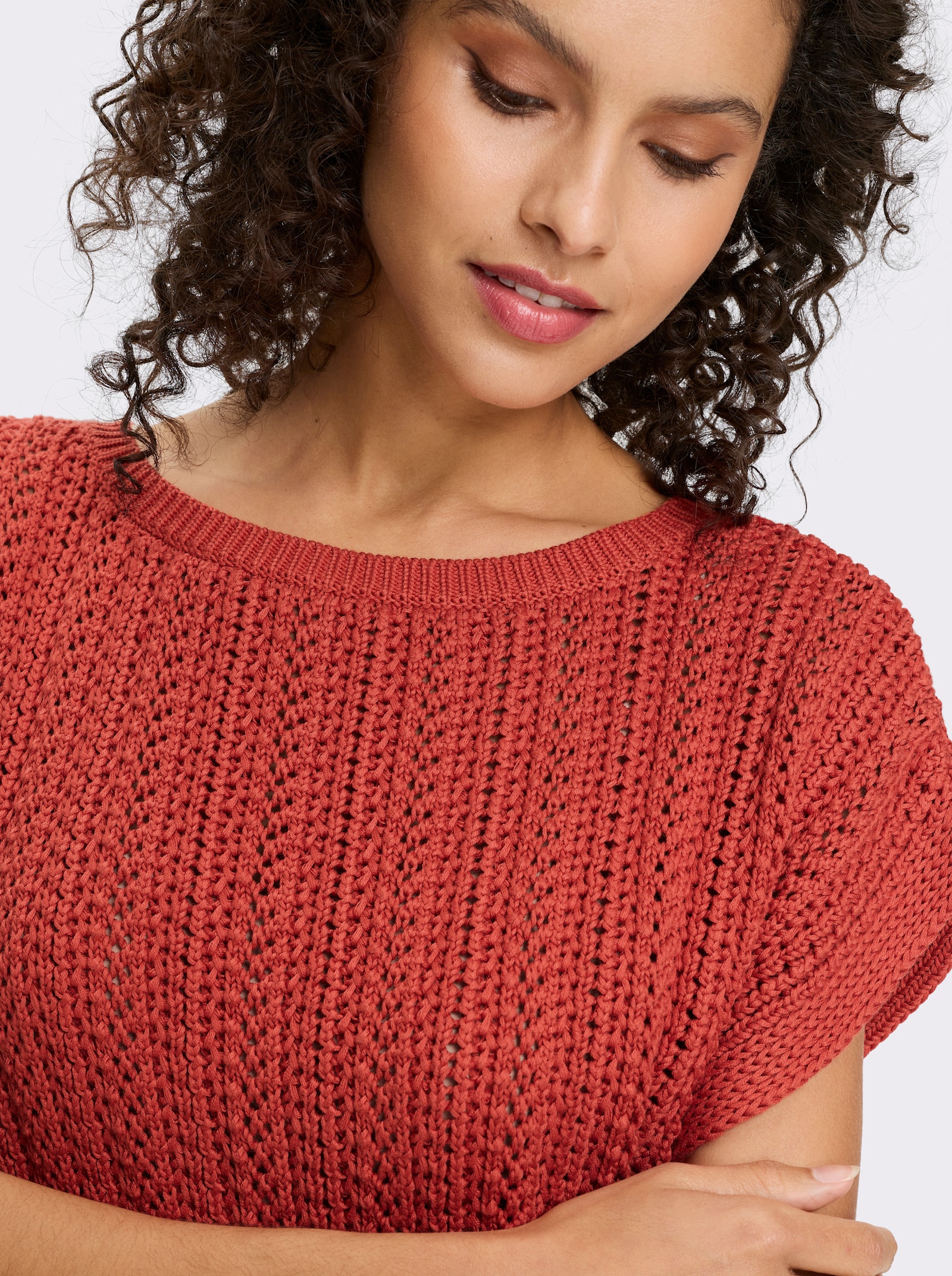 heine Pull ajouré avec manches chauve-souris - terre cuite