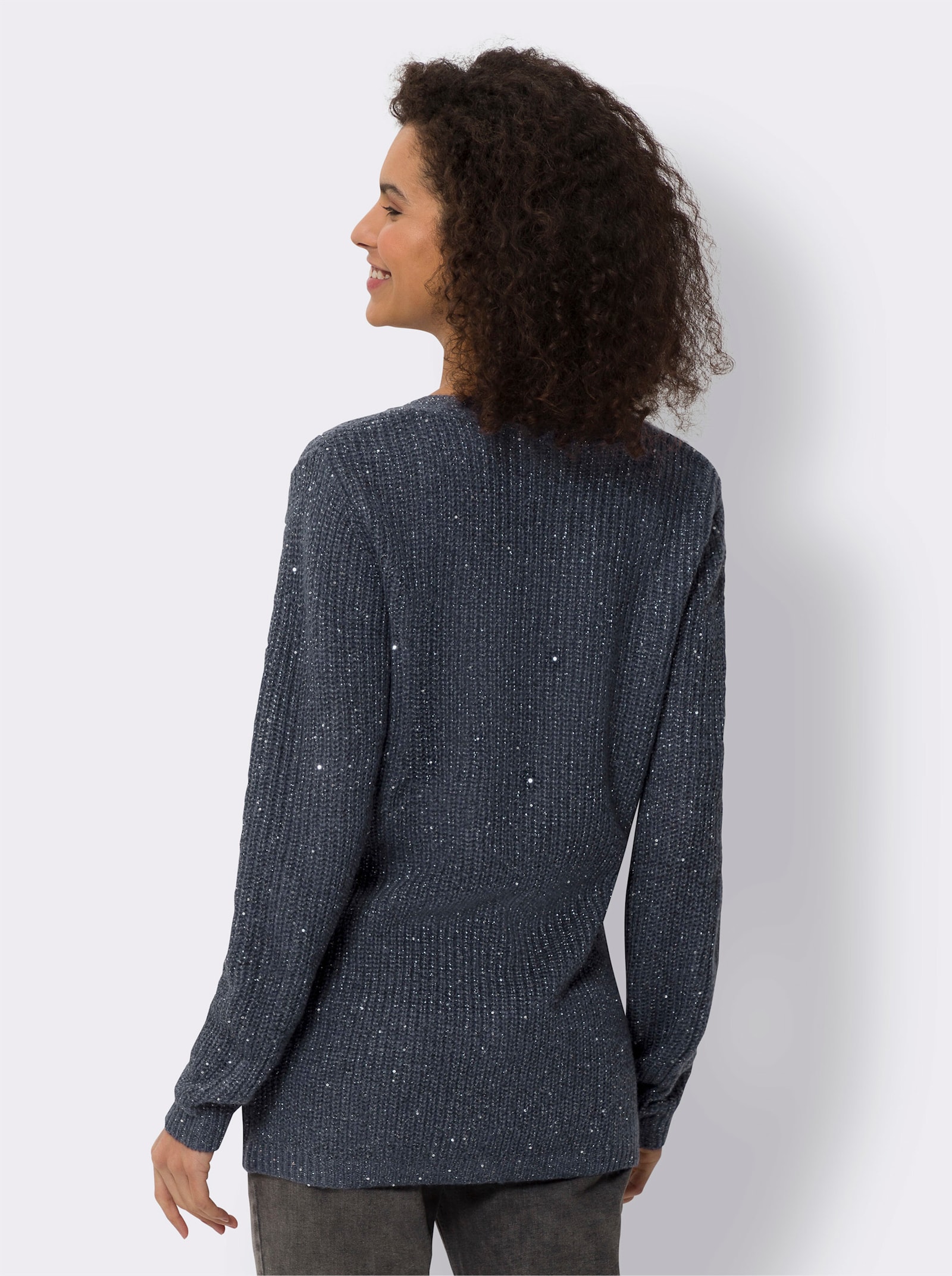 heine Strickjacke mit Pailletten - rauchblau