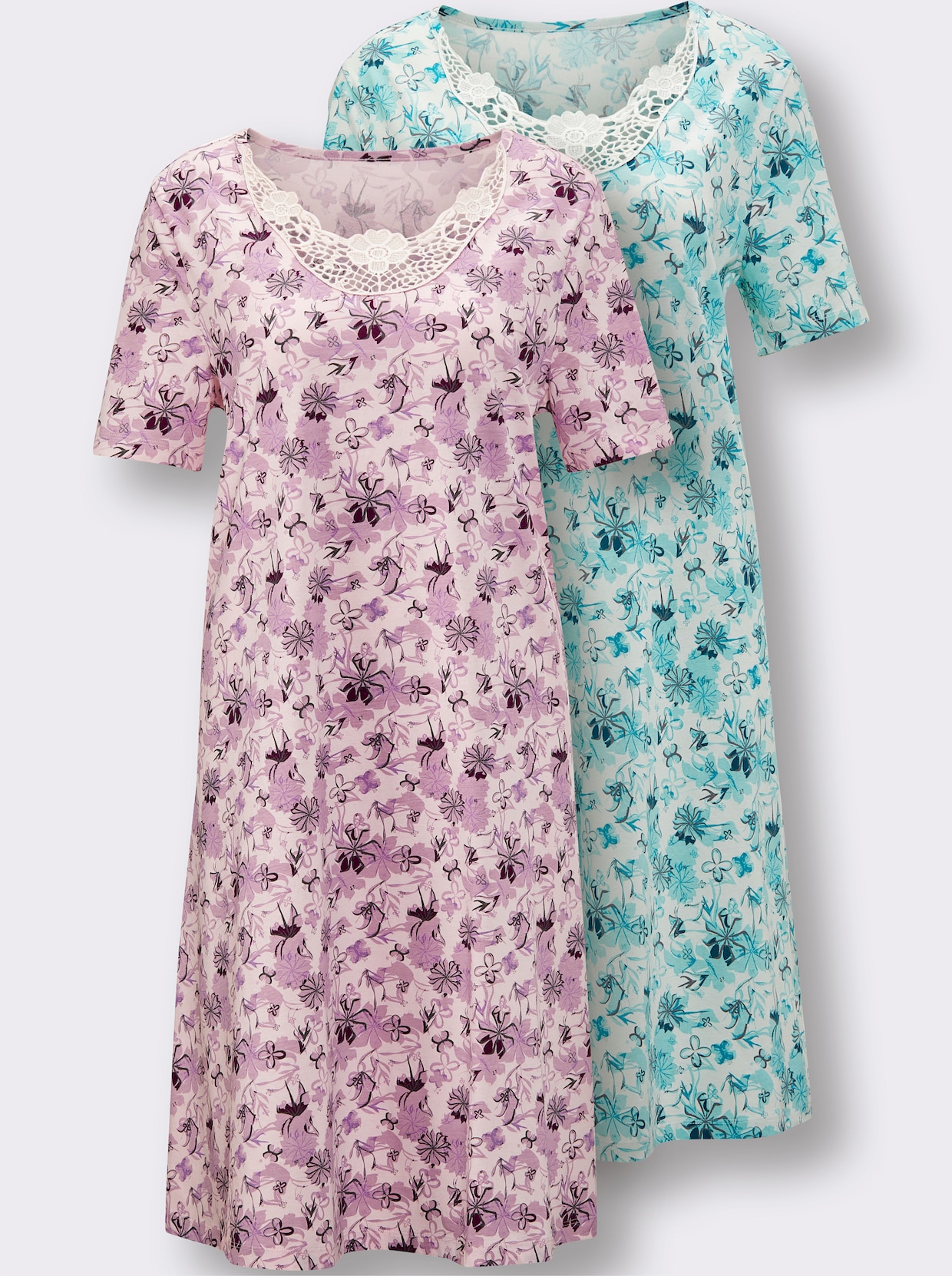 wäschepur Nachthemden - mint + roze