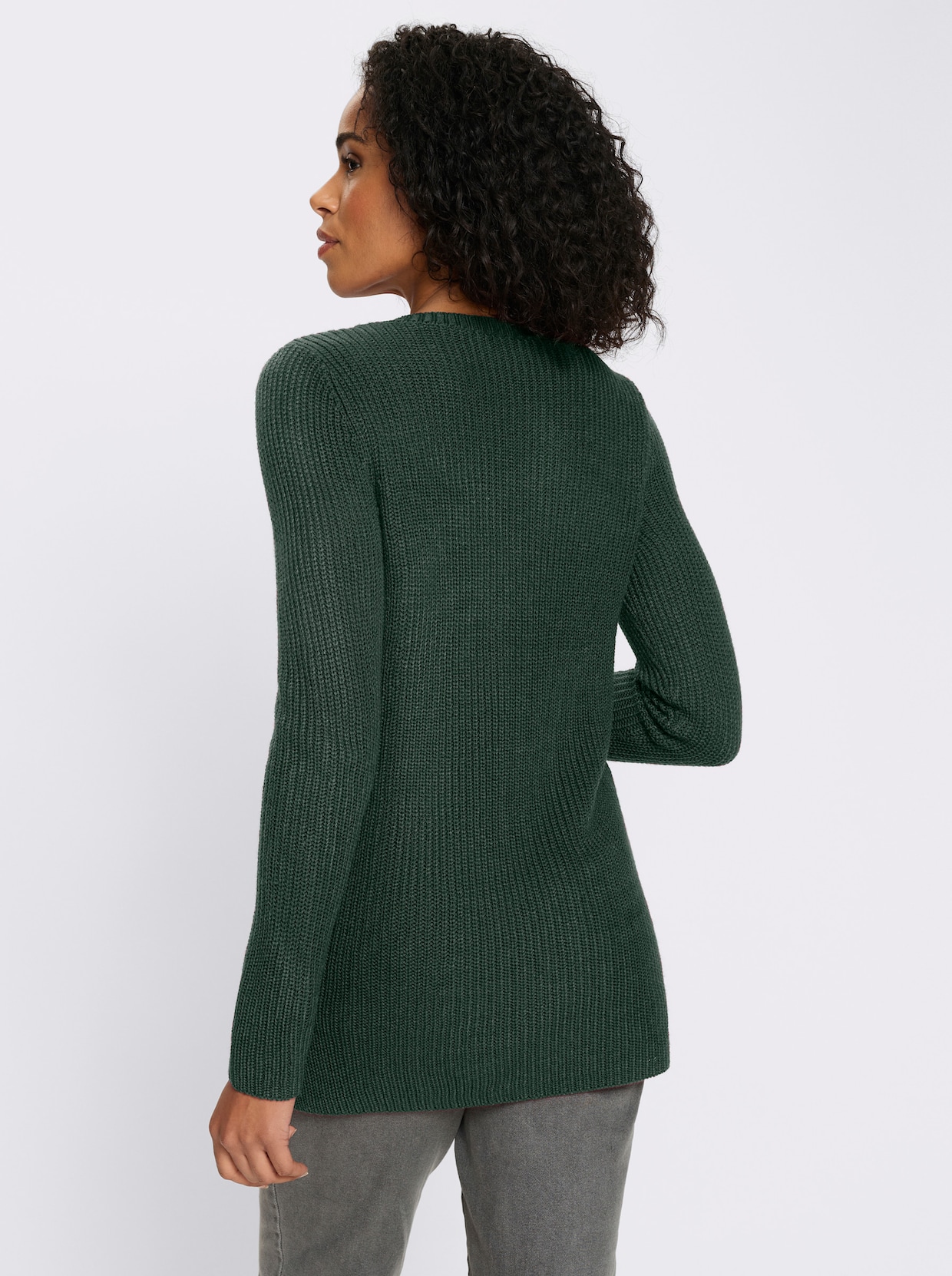 Longpullover in Ripp-Optik - moos