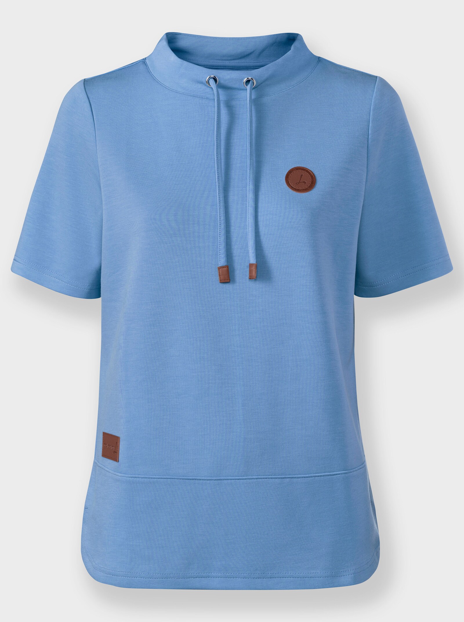 Shirtjasje van vormvaste interlock - hemelsblauw