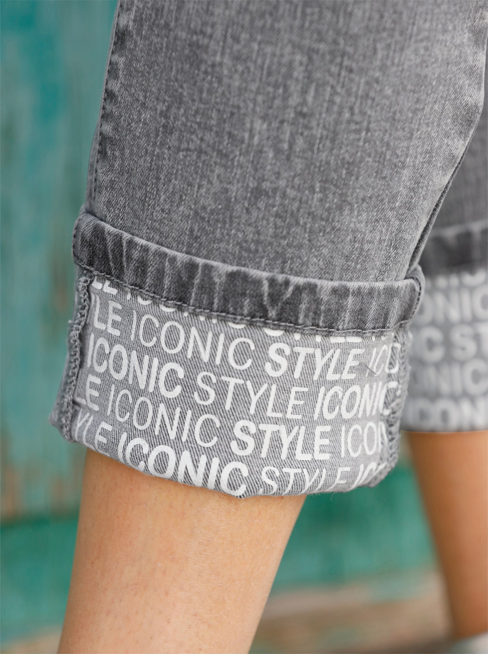 heine 5-pocketjeans met opschrift - light grey-denim