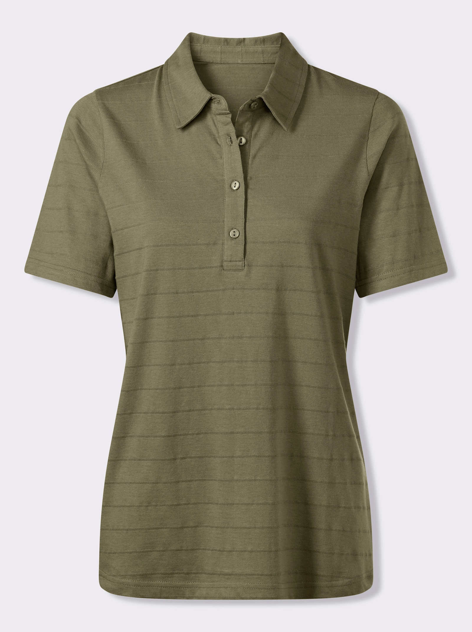Poloshirt mit kurzer Knopfleiste - khaki