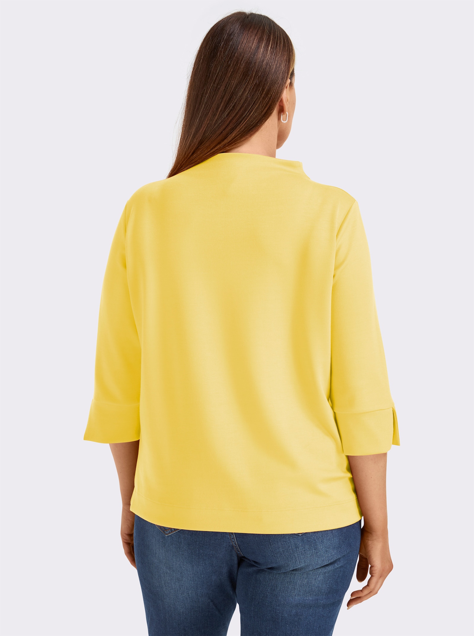 Stehkragenshirt mit 3/4-Ärmeln - zitrone