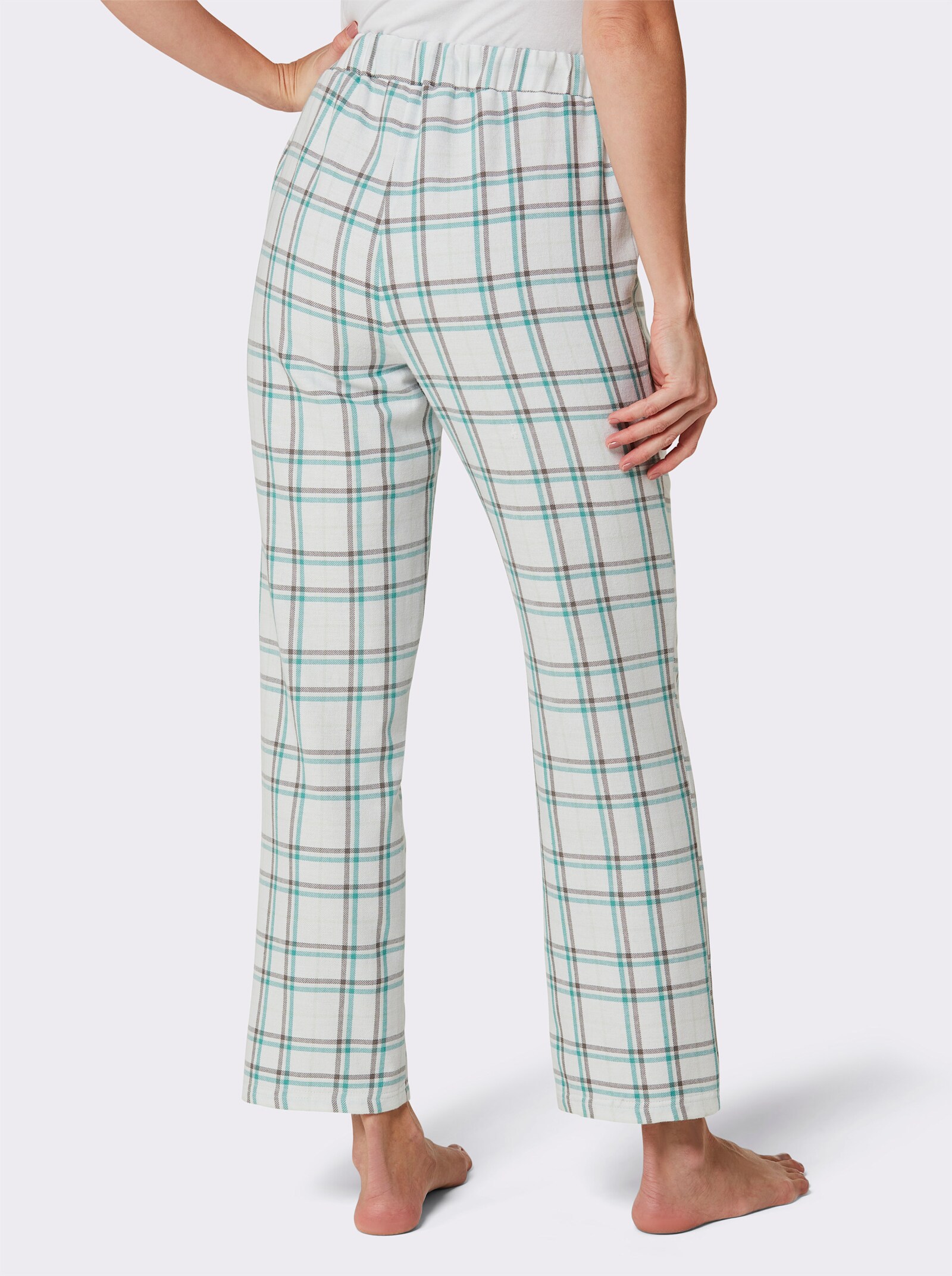 wäschepur Pyjama-Broek - ecru/salie geruit