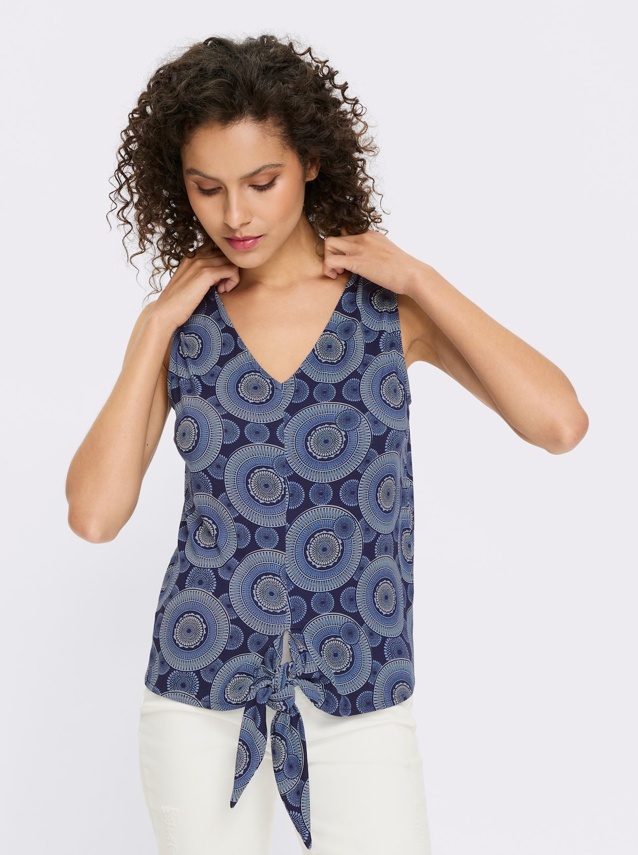 heine Shirttop - marine-ecru-bedruckt