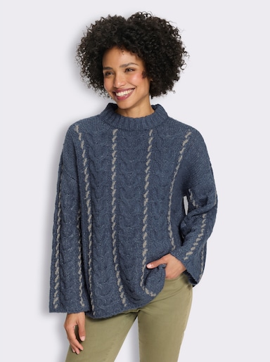 heine Strickpullover mit Zopfmuster - rauchblau