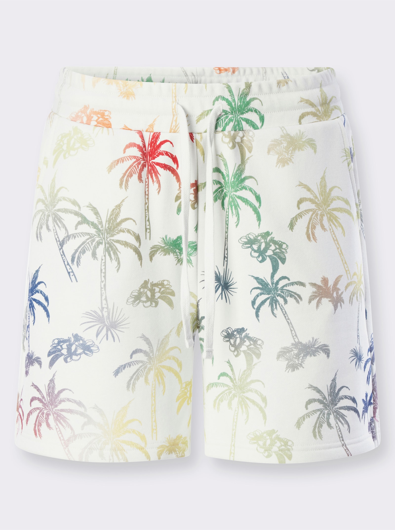 heine Sweatshorts mit Palmenmuster - weiß-jeansblau-bedruckt